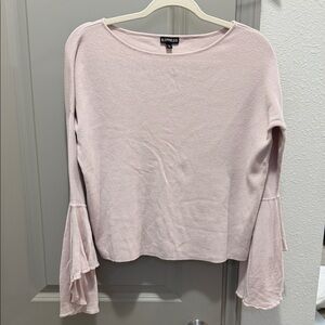 Express lightweight boho boatneck ruffle sleeve oversized sweater XS S